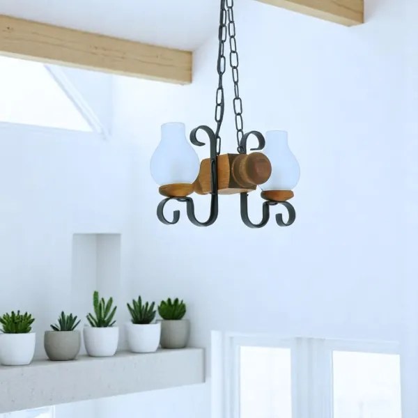 Brilagi - Lampadario a sospensione con catena RUSTIC 2xE14/40W/230V faggio