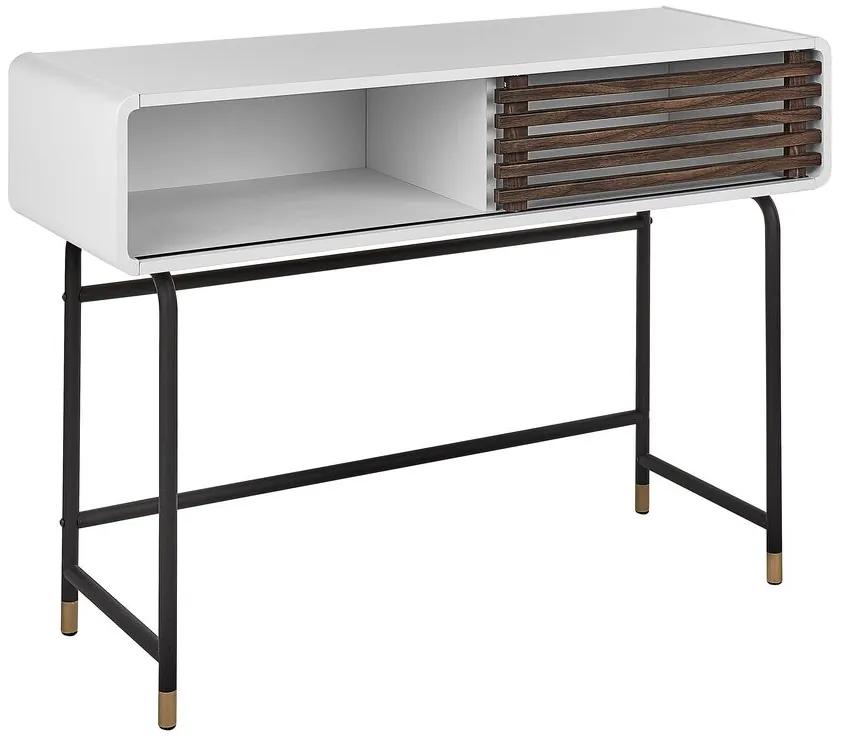 Tavolino consolle bianco e legno scuro 104 x 40 cm RIFLE Beliani