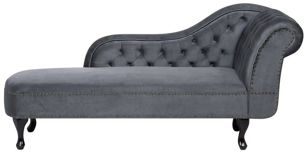 Chaise longue destra in velluto grigio NIMES Beliani