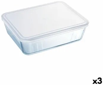 Portapranzo Rettangolare con Coperchio Pyrex Cookfreeze 28 x 23 x 10 cm 4,2 L Trasparente Vetro Silicone (3 Unità)