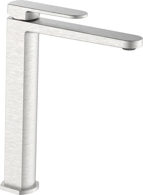 Rubinetto per lavabo getto laminare cristallino Zefir grigio spazzolato opaco AQUASANIT