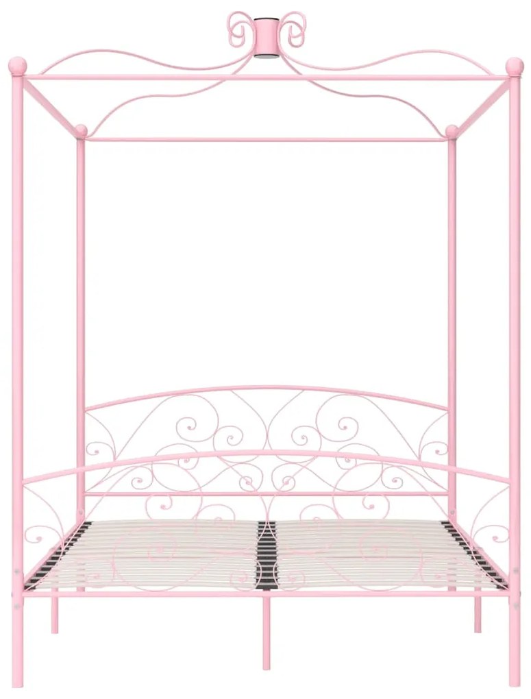 Giroletto a baldacchino rosa in metallo 180x200 cm