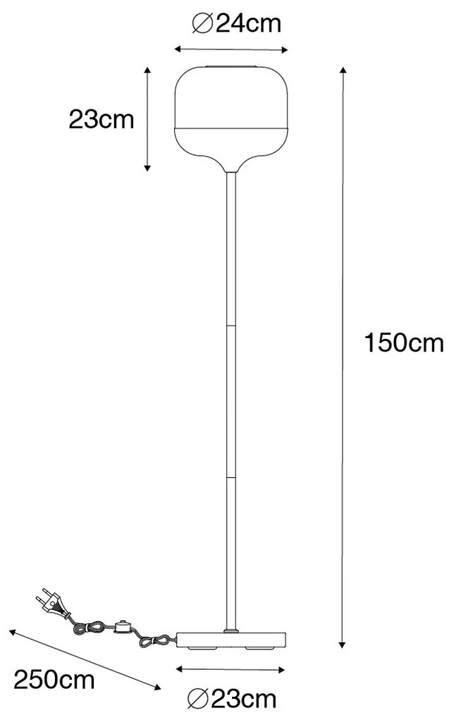 Lampada da terra di design nera con vetro oro e fumé - Kyan