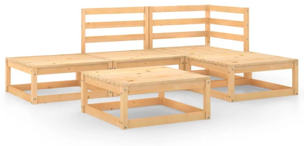 Set Divani da Giardino 5 pz in Legno Massello di Pino