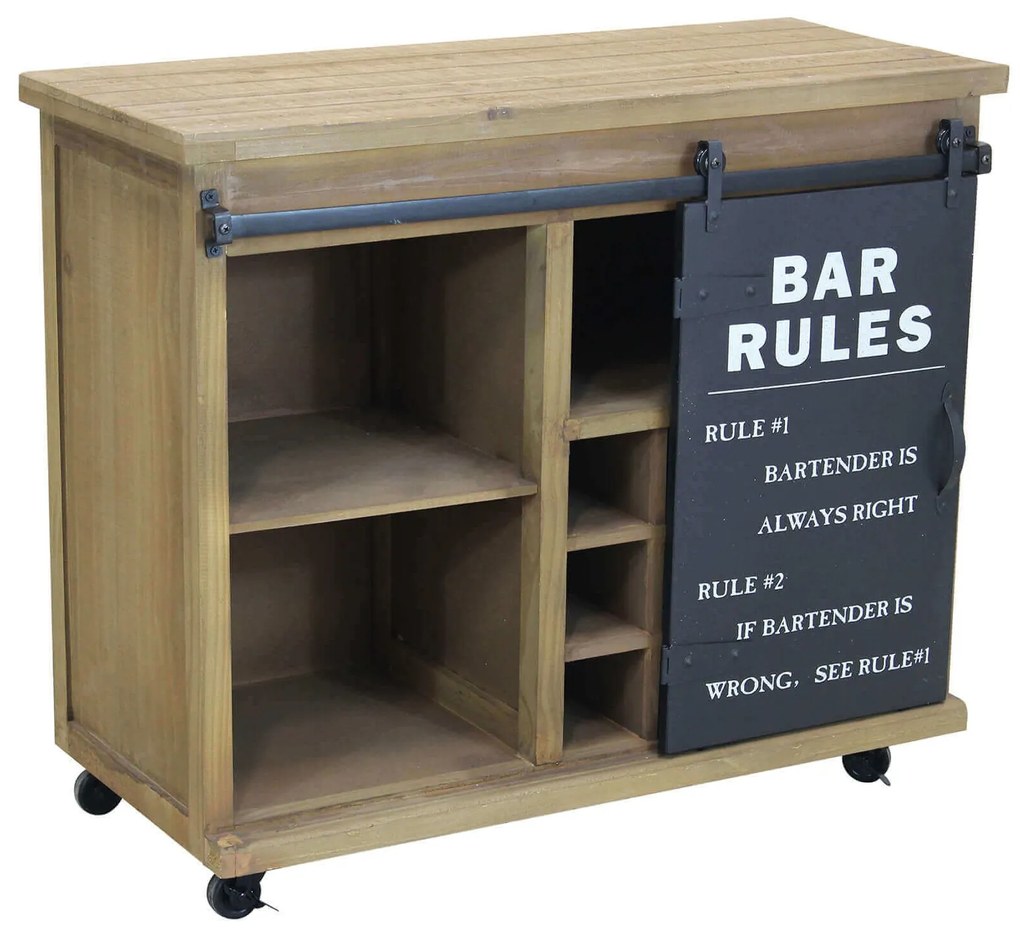 COLETTE - madia industrial in acciaio con portabottiglie