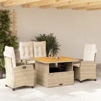 Set da Pranzo da Giardino 4 pz con Cuscini Beige in Polyrattancod mxl 113011