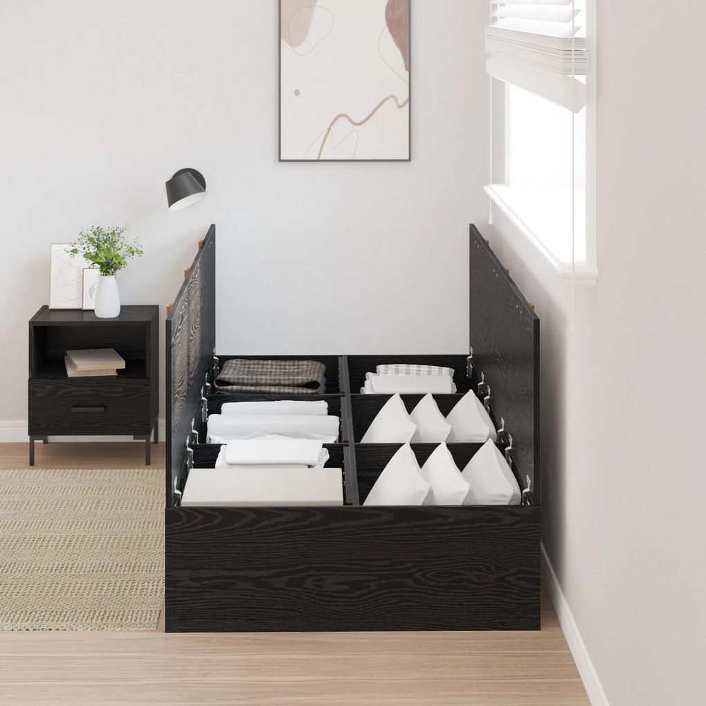 Struttura letto rovere nero legno ingegnerizzato singolo