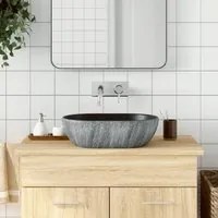 Lavabo da Appoggio Nero e Grigio Ovale 47x33x13 cm Ceramica 155068