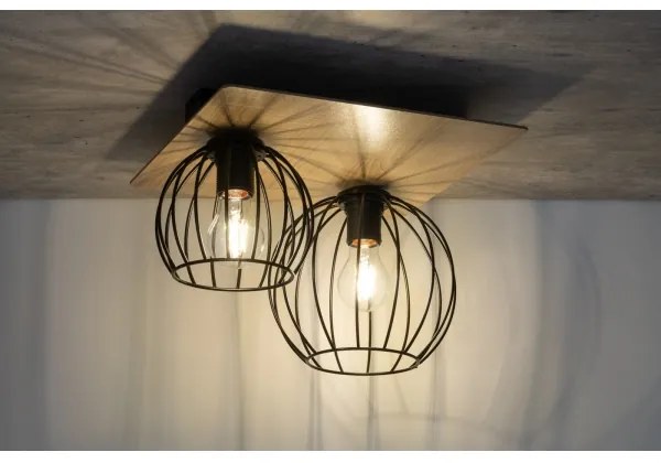 Lampadario a plafone CYBER 2xE27/60W/230V legno/nero