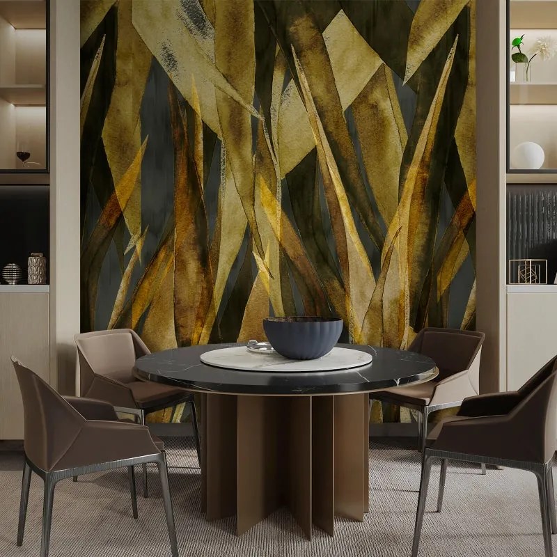 Fotomurale Intrecci, nero e oro 400X300 cm