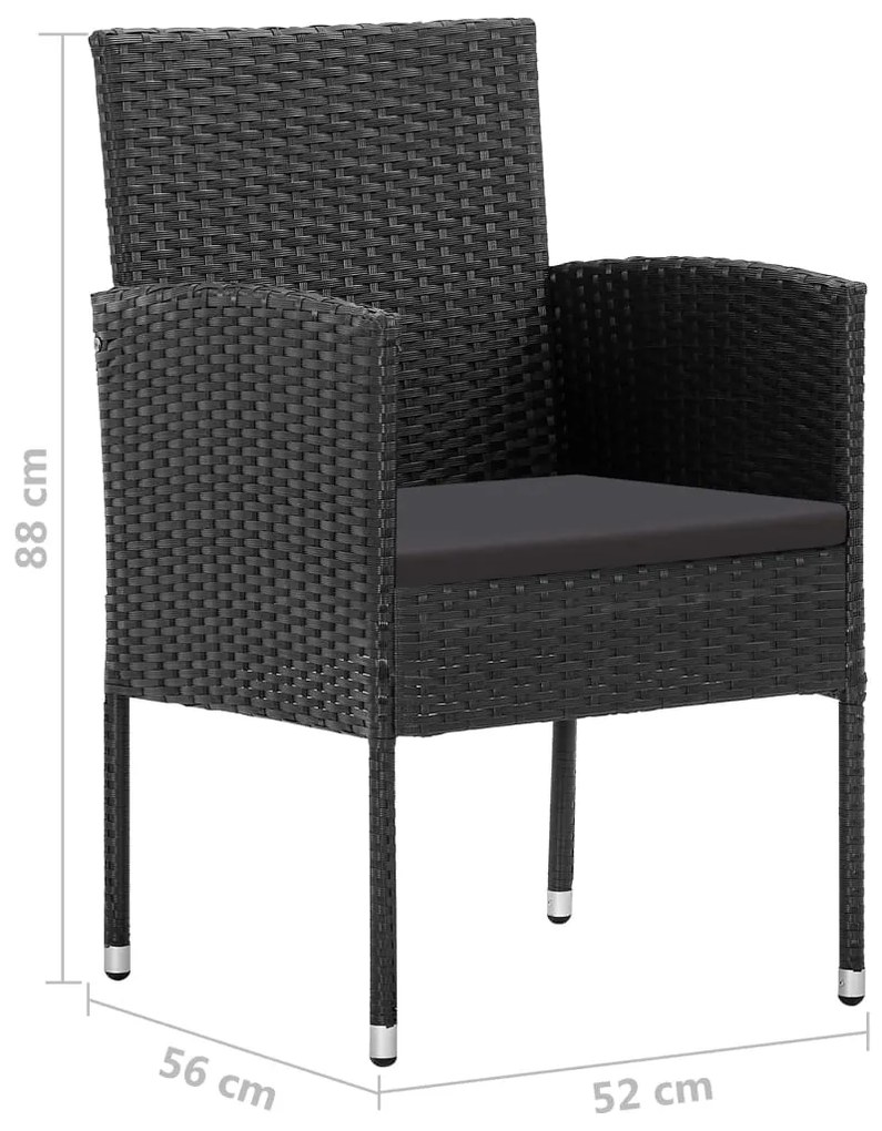 Set da Pranzo da Giardino 5 pz in Polyrattan Nero