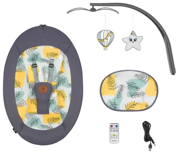 Lionelo - Sdraietta RALF con melodia, 4xAA, grigio cemento + telecomando