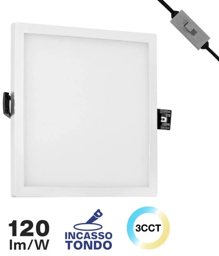 Pannello LED 12W da incasso Quadrato, Foro Tondo Ø130mm CCT Colore Bianco Variabile CCT