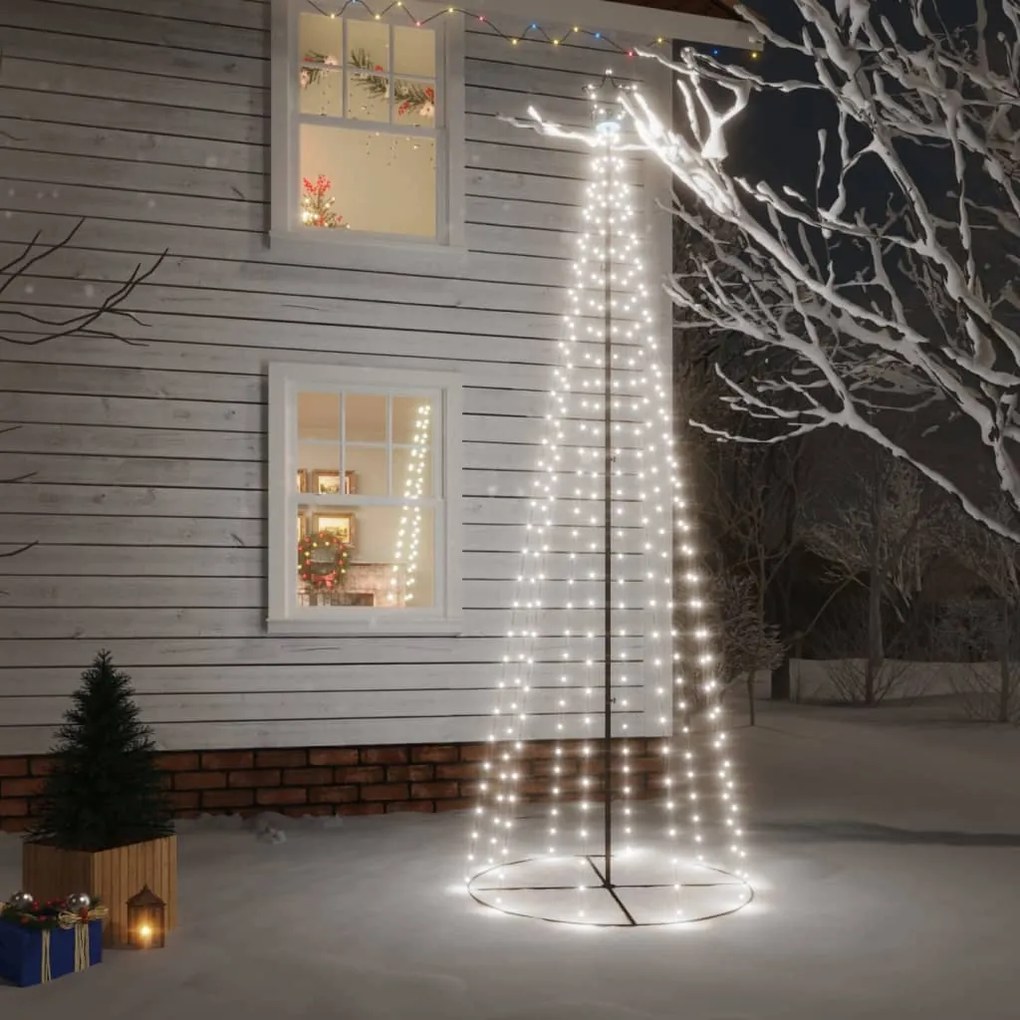 Albero di Natale a Cono con LED Bianco Caldo e Freddo, Albero di Natale a Cono Bianco Freddo 310 LED 100x300 cm