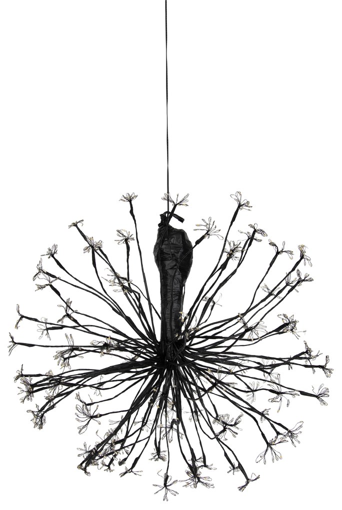 Lampada a sospensione natalizia sferica nera 60 cm con LED e timer IP44 - Nobu