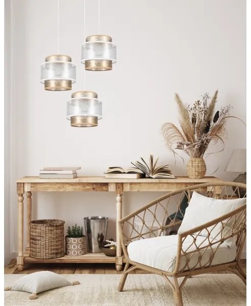 Lampadario a sospensione con filo GABI 3xE27/60W/230V oro/bianco diametro 45 cm