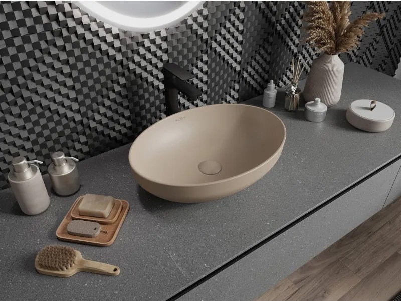 Mexen Cornelia lavabo da appoggio 50 x 37 cm, cappuccino opaco - 21885064