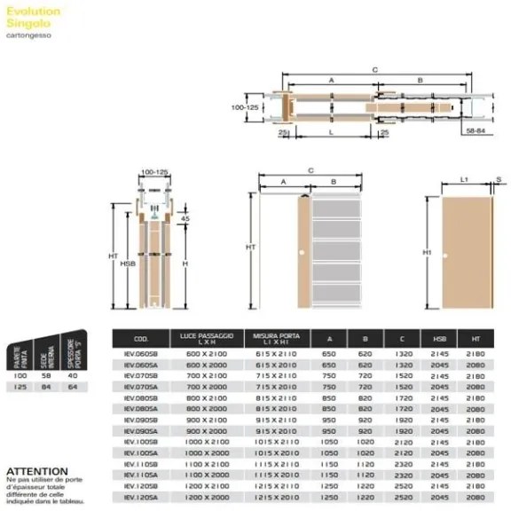 Controtelaio 60 x 210 x 10 cm Ermetika Evolution singolo cartongesso per porta a scomparsa (CONTATTARE PER DISPONIBILITA')