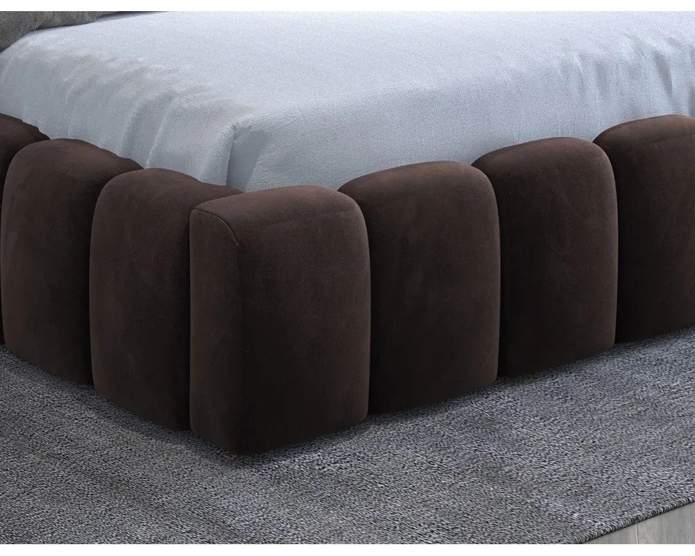 Letto matrimoniale imbottito marrone scuro con contenitore con rete inclusa 160x200 cm Lamica – ELTAP