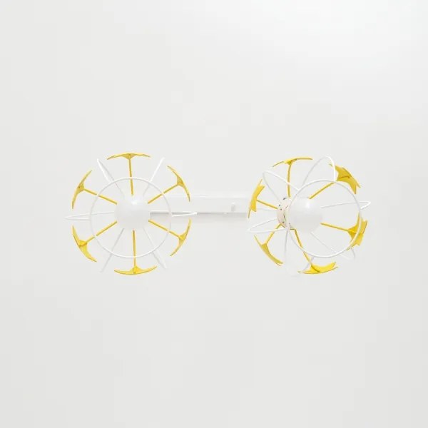 Lampadario a sospensione per bambini STARS 2xE27/15W/230V giallo/bianco