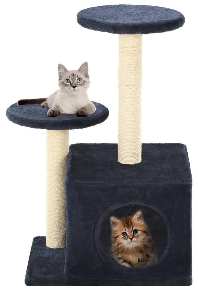 Albero Per Gatti Con Pali Tiragraffi İn Sisal 60 Cm Blu Scuro /