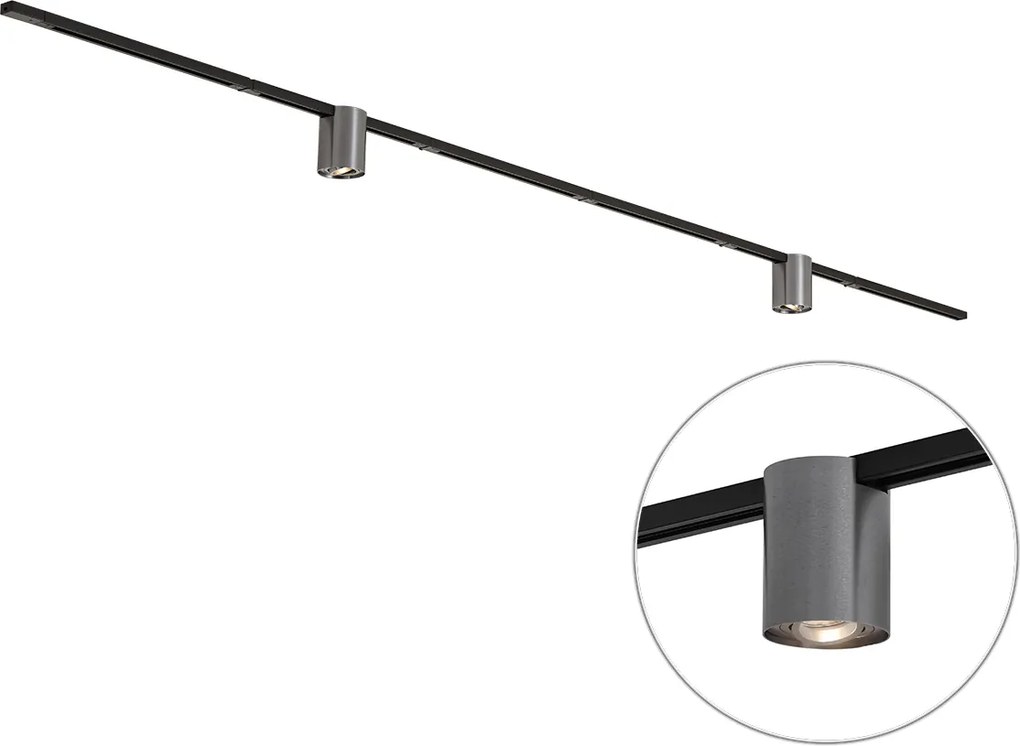 Sistema a binario moderno nero con 2 faretti color canna di fucile monofase - Iconic Rondoo Up