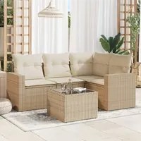 Set Divano da Giardino 5 pz con Cuscini Beige in Polyrattan 3218908