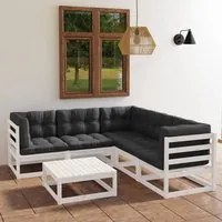 Set Divani da Giardino 6 pz con Cuscini Legno Massello di Pino 3076550