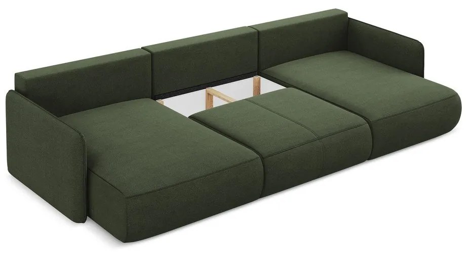 Divano angolare verde allungabile/con contenitore Nanea – Makamii