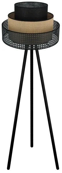 Brilagi - Lampada da terra DAKOTA LUNETA 1xE27/15W/230V nero/rattan