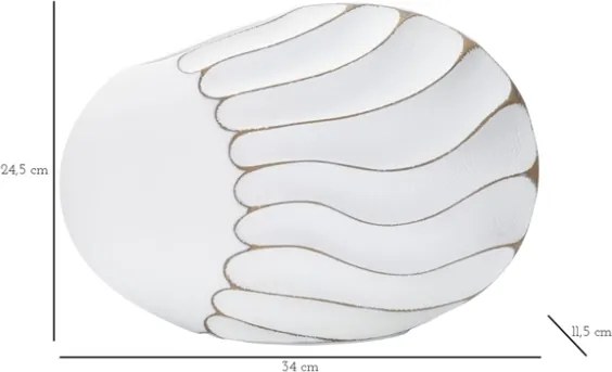 Vaso in resina con decorazioni in rilievo 34X11,5X24,5 cm bianco