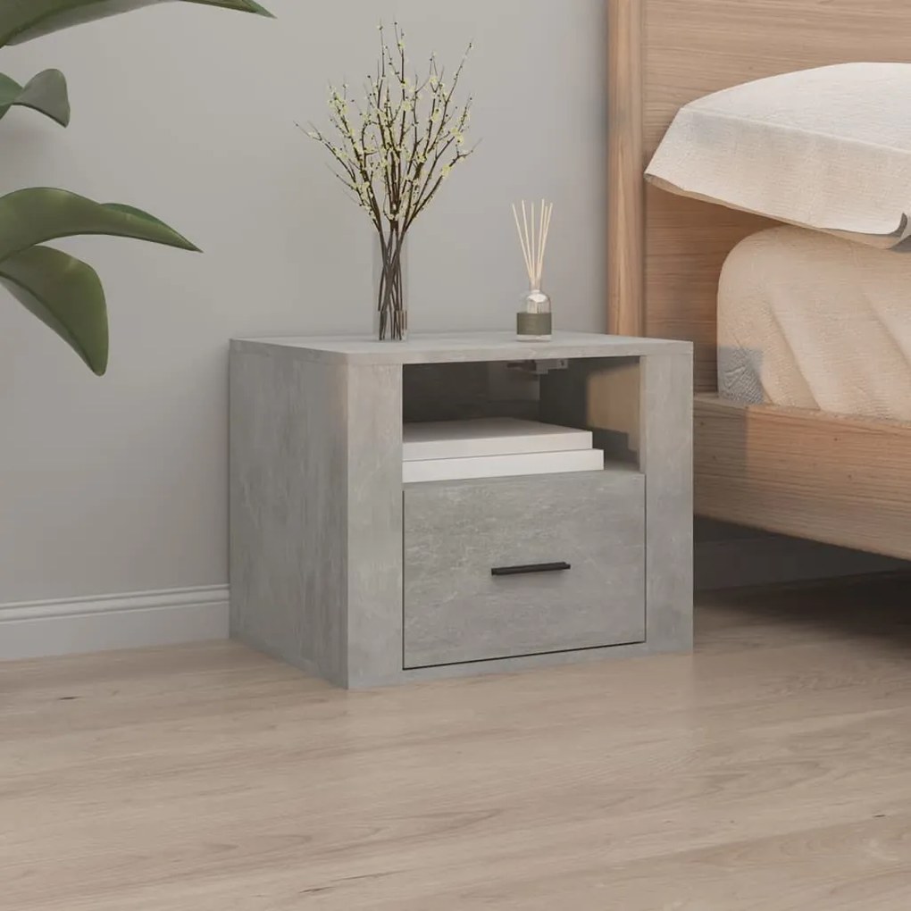 Comodino A Muro Grigio Cemento 50x36x40 Cm /