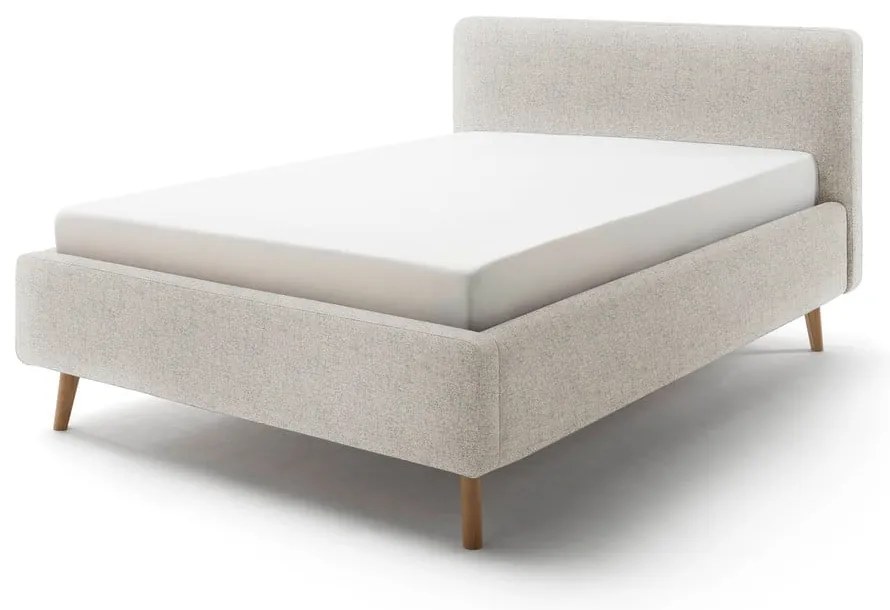 Letto matrimoniale imbottito beige con contenitore con rete inclusa 140x200 cm Mattis – Meise Möbel