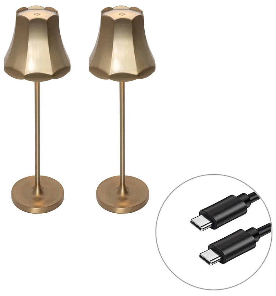 Set di 2 lampade da tavolo retrò oro rosa ricaricabili IP44 - Granny