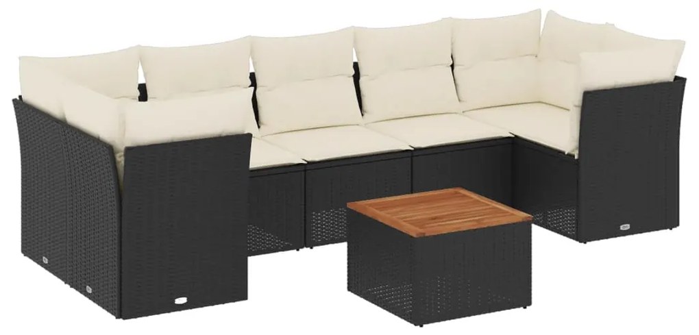 Set Divano da Giardino 6 pz con Cuscini Nero in Polyrattan