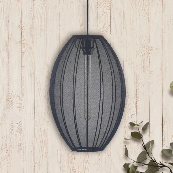 Lampadario a sospensione con filo KAREI 1xE27/20W/230V diametro 30 cm nero