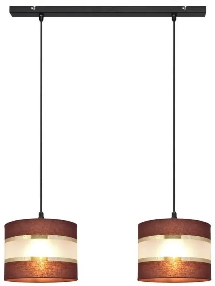 Lampadario a sospensione con filo HELEN 2xE27/15W/230V marrone/nero/oro