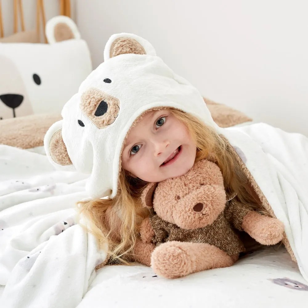 Coperta da bambini con cappuccio marrone e color crema in micropile 90x125 cm Cosy Bear – Catherine Lansfield