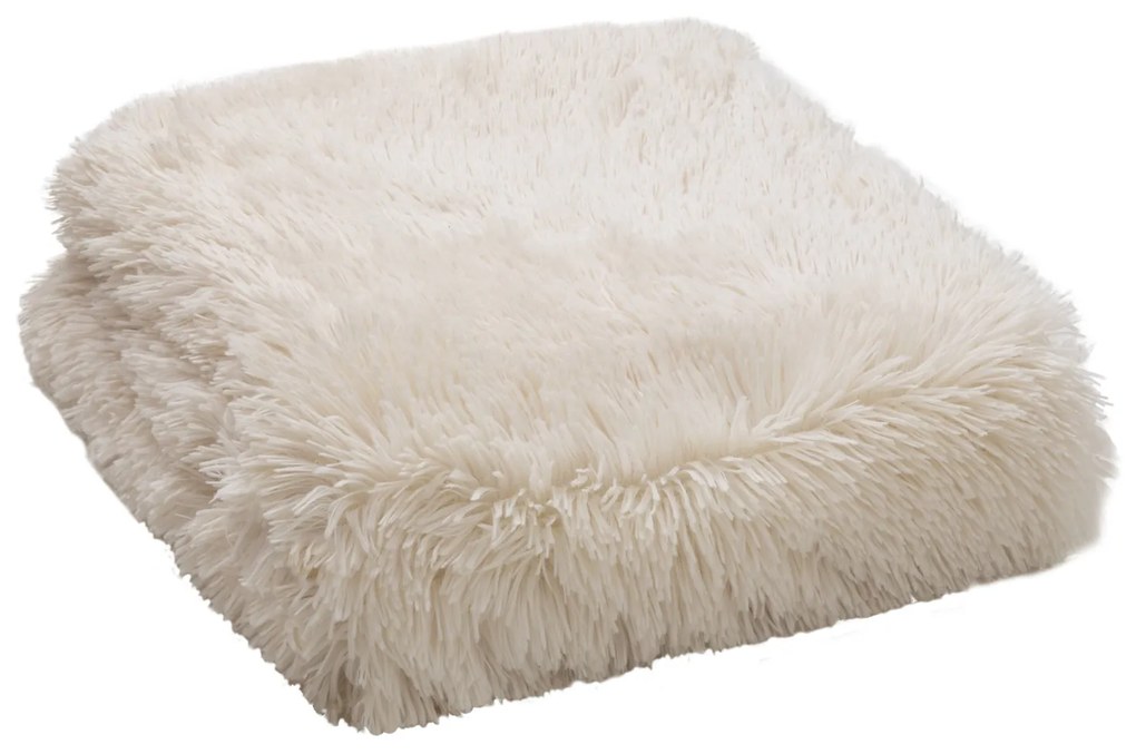 Coperta matrimoniale peluche crema