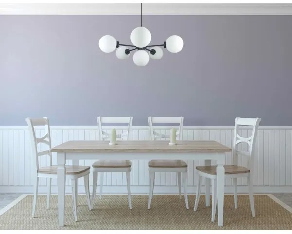 Lampadario a sospensione con filo KALIOPE 6xE14/50W/230V nero/bianco