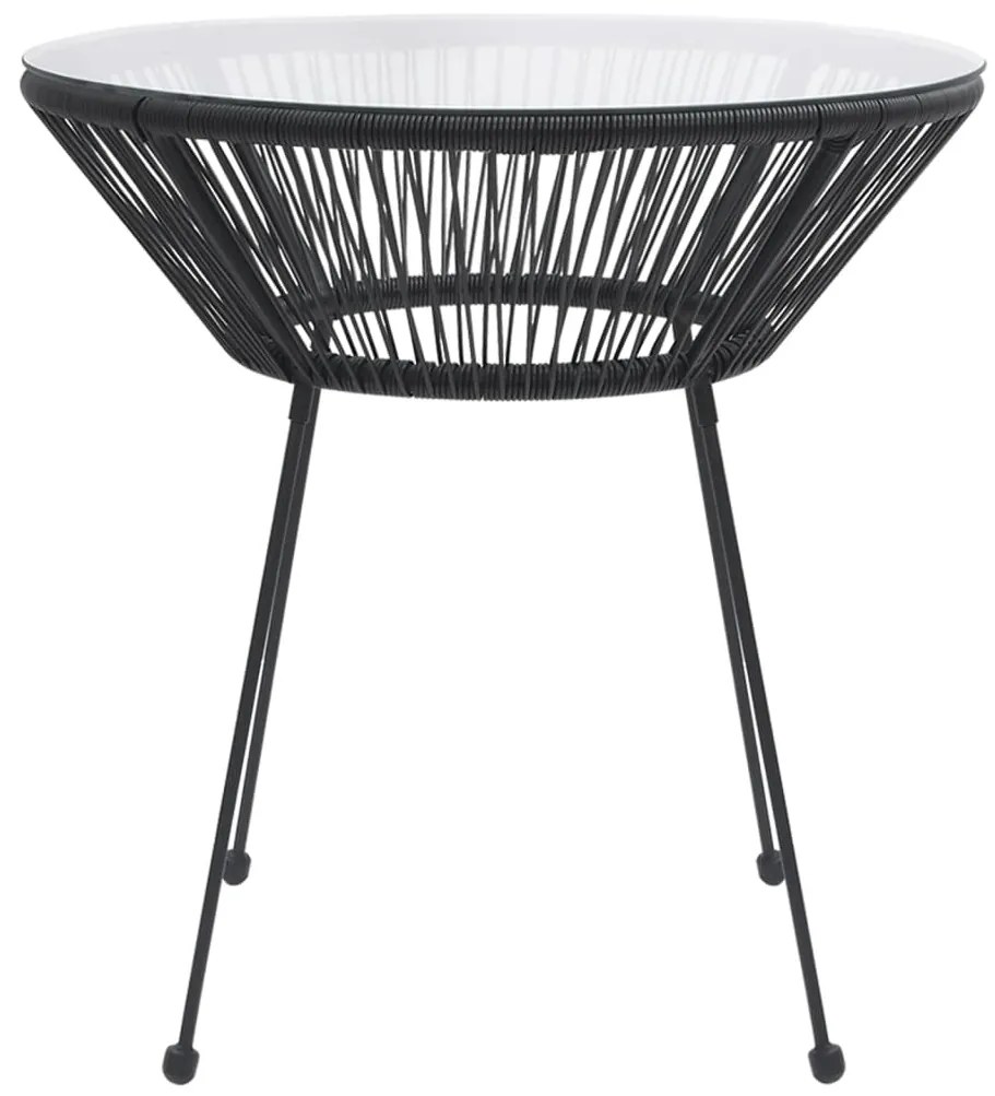 Tavolo da giardino nero 70x74 cm in rattan e vetro