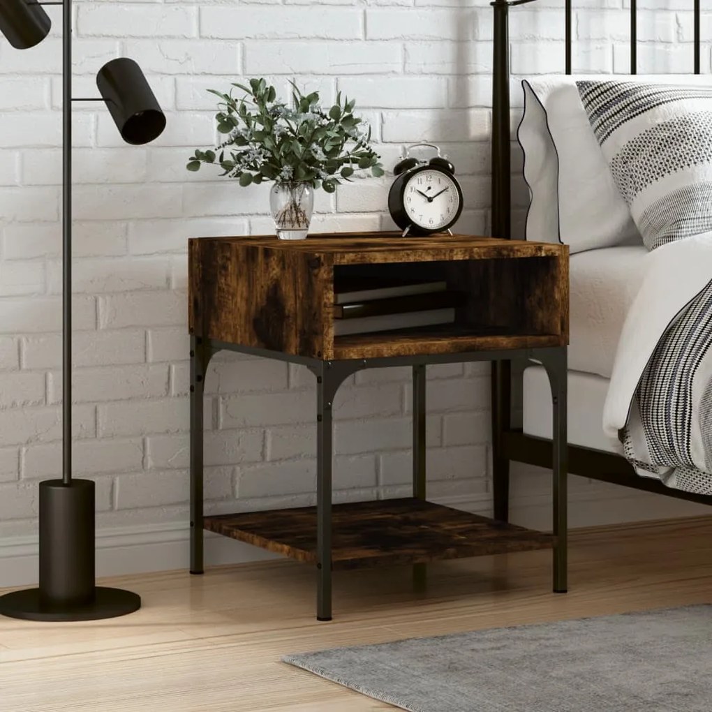 Comodino Rovere Fumo 40x41x50 Cm İn Legno Multistrato /