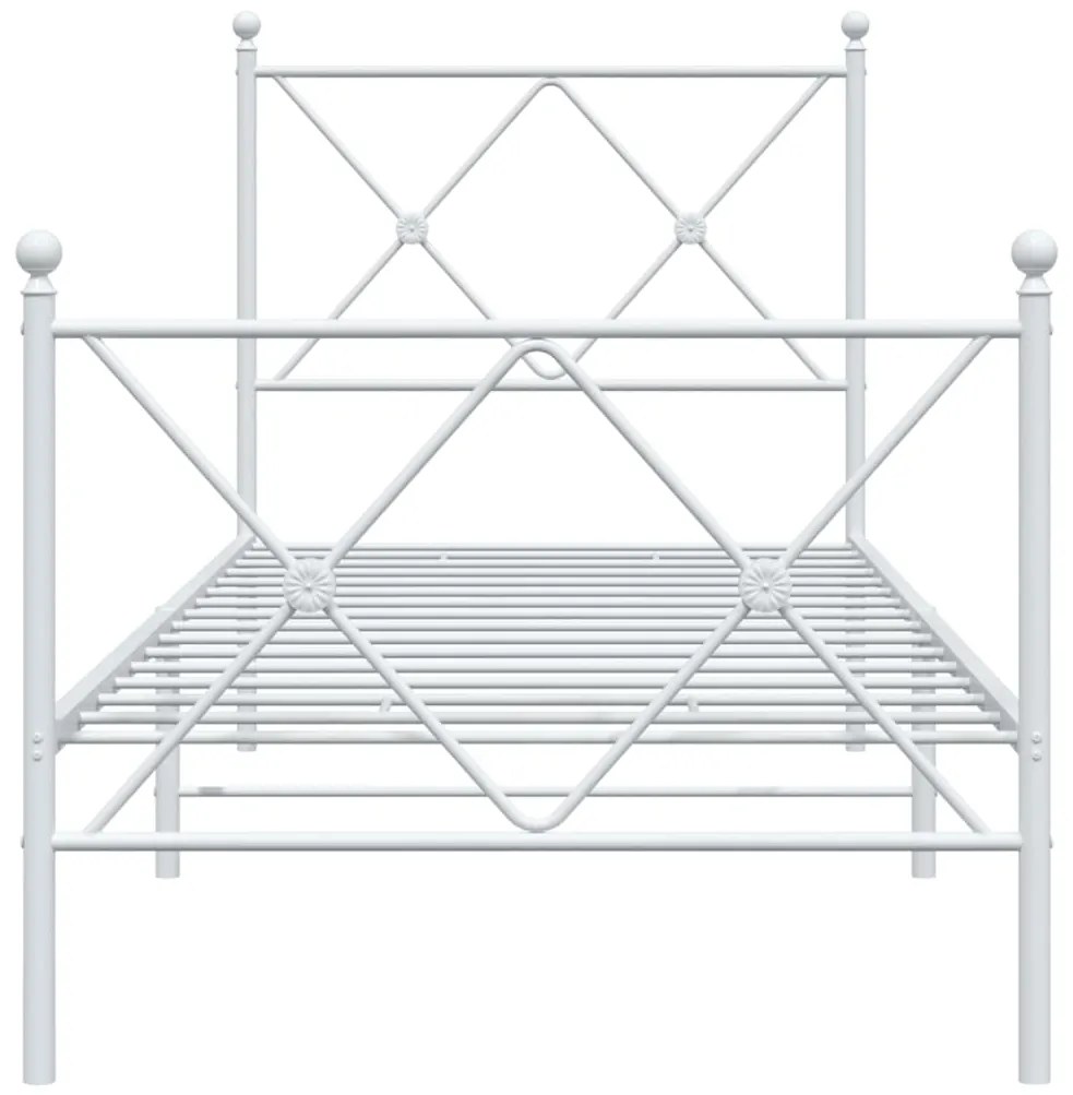 Giroletto con testiera e pediera metallo bianco 80x200 cm