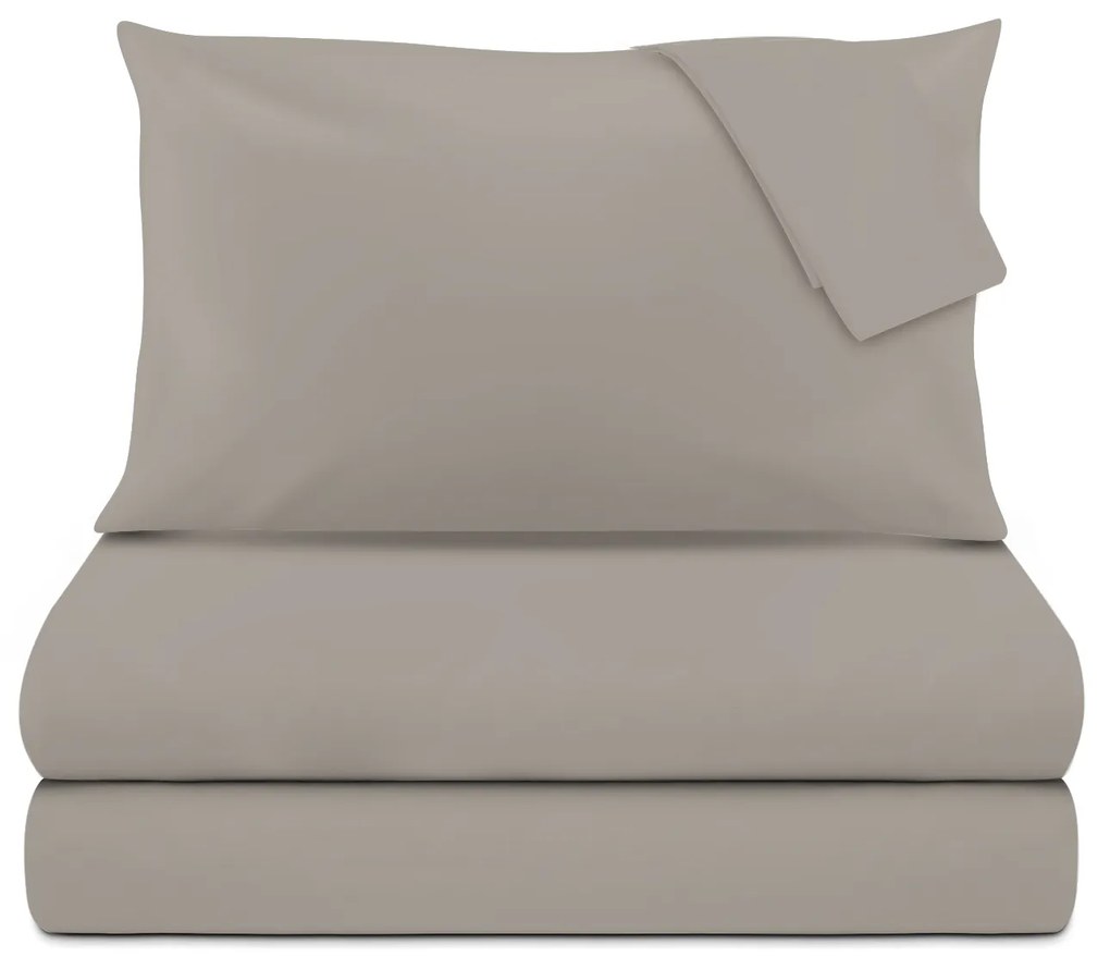 Completo letto matrimoniale cotone raso grigio