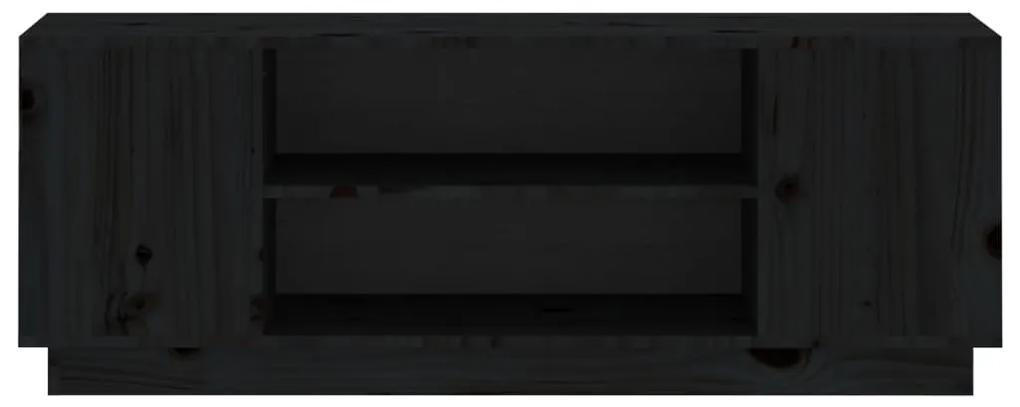 Mobile porta tv nera 110x35x40,5 cm in legno massello di pino