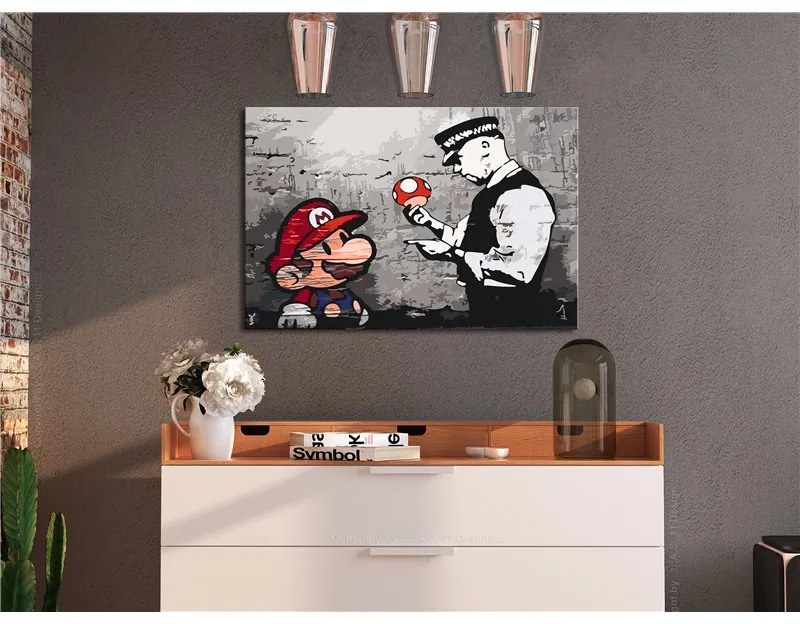 Quadro fai da te  Mario (Banksy)  Colore Rosso, Dimensioni e Misure 60x40