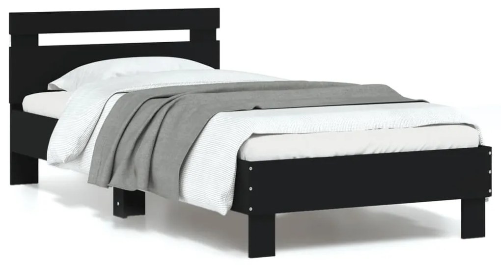 Giroletto Con Testiera E Led Nero 90x200 Cm /