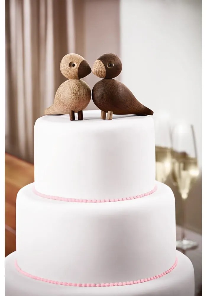 Statuette in set di 2 pezzi in legno di quercia Lovebirds - Kay Bojesen Denmark