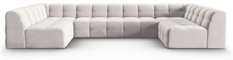 Divano angolare in velluto grigio chiaro (a U) Kendal - Micadoni Home