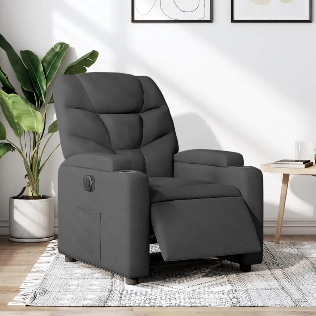 Poltrona Elettrica Reclinabile Grigio Scuro İn Tessuto /